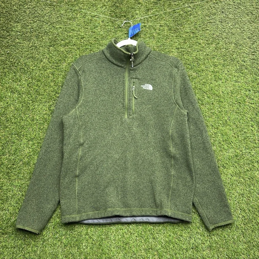 The North Face 1/4 Zip Jacket Mens Large Long Sleeve Fleece Pullover Green